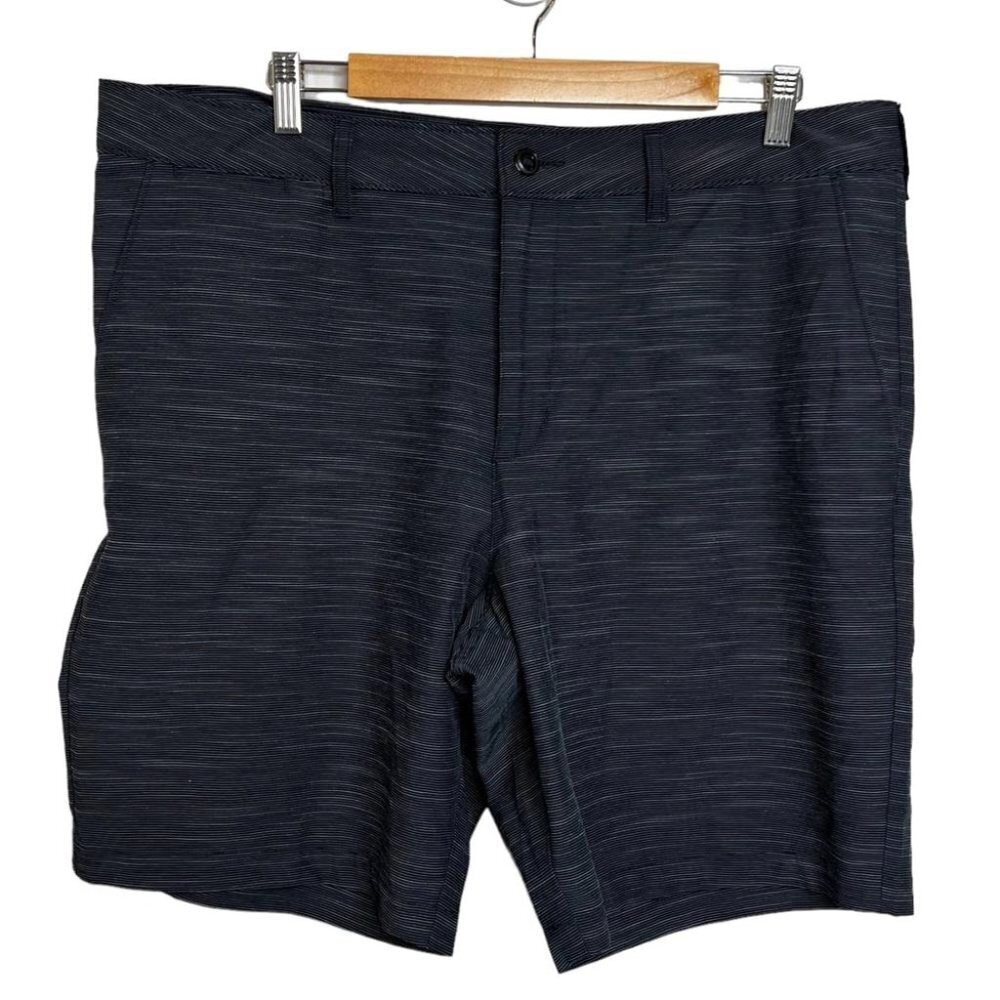 George Mens Size Large Black Space Dye Lightweight Flat Front Walking Shorts